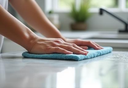 Deep cleaning a kitchen countertop